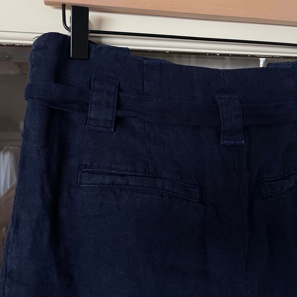 L'AGENCE Hillary Paperbag‎ Shorts Marine Navy Blue Sz 26 Linen High Waisted Chic - Picture 12 of 16